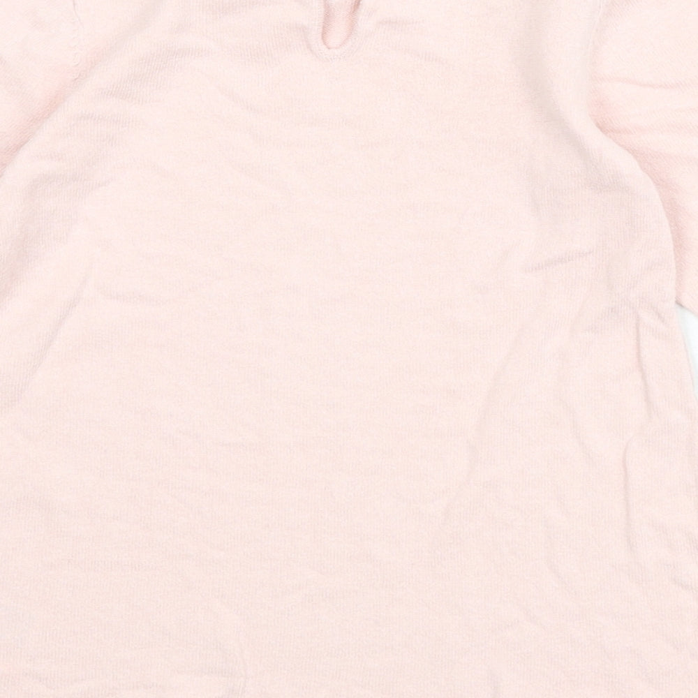 H&M Girls Pink Collared 100% Cotton Pullover Jumper Size 2-3 Years Button