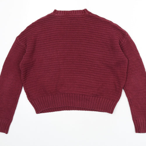 Divided by H&M Womens Red Round Neck Cotton Pullover Jumper Size XS
