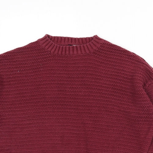 Divided by H&M Womens Red Round Neck Cotton Pullover Jumper Size XS