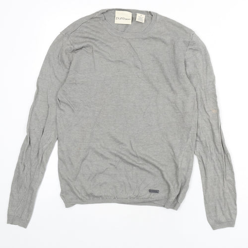 DKNY Pure Womens Grey Round Neck Linen Pullover Jumper Size M