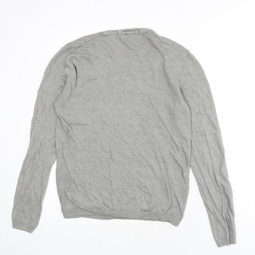 DKNY Pure Womens Grey Round Neck Linen Pullover Jumper Size M