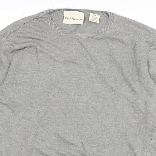 DKNY Pure Womens Grey Round Neck Linen Pullover Jumper Size M