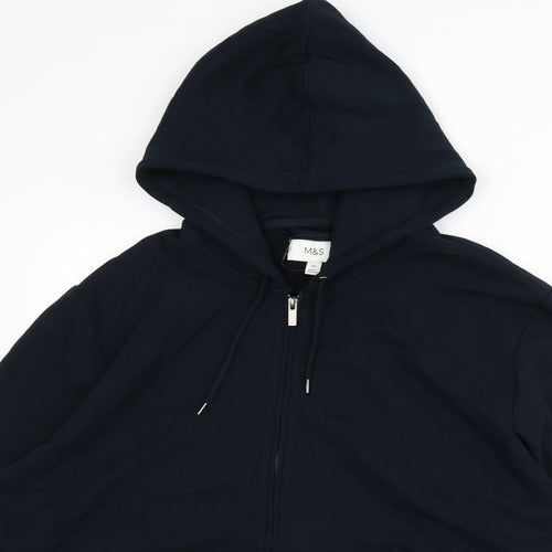 Marks and Spencer Mens Blue Cotton Full Zip Hoodie Size 2XL