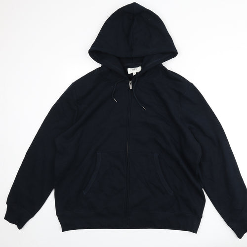 Marks and Spencer Mens Blue Cotton Full Zip Hoodie Size 2XL