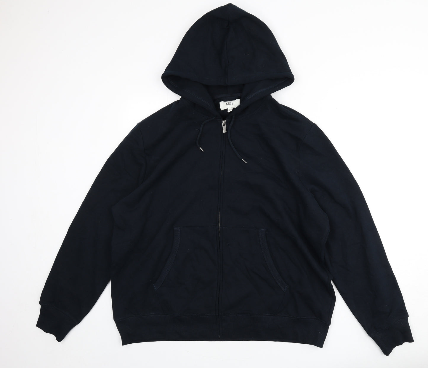 Marks and Spencer Mens Blue Cotton Full Zip Hoodie Size 2XL