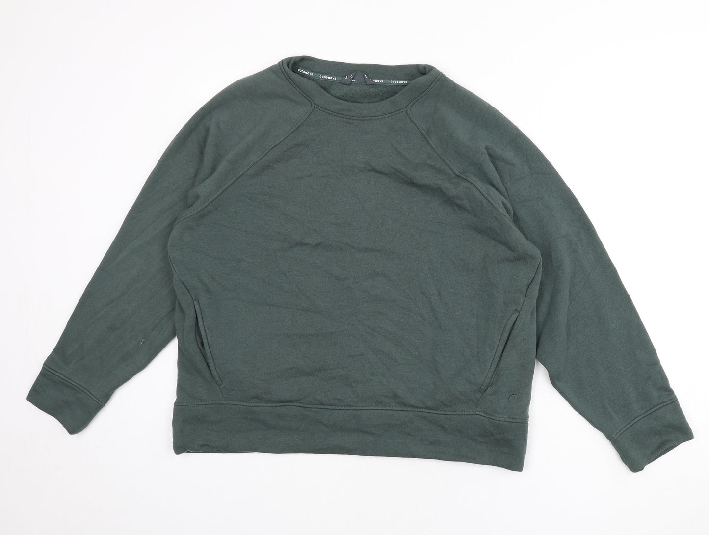 GOODMOVE Womens Green Cotton Pullover Sweatshirt Size 12 Pullover