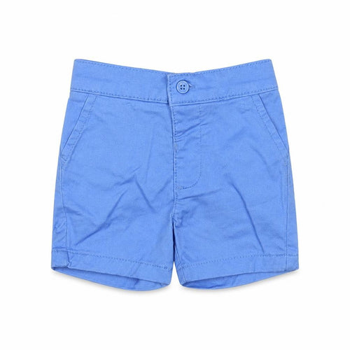 Marks and Spencer Boys Blue Cotton Cropped Trousers Size 0-3 Months Button