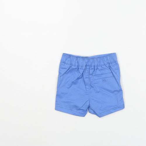 Marks and Spencer Boys Blue Cotton Cropped Trousers Size 0-3 Months Button