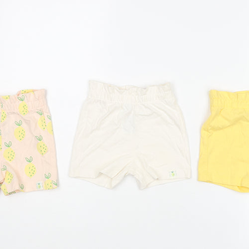 Marks and Spencer Girls Multicoloured Geometric Cotton Cropped Trousers Size 3-6 Months Pullover - Pineapple Print