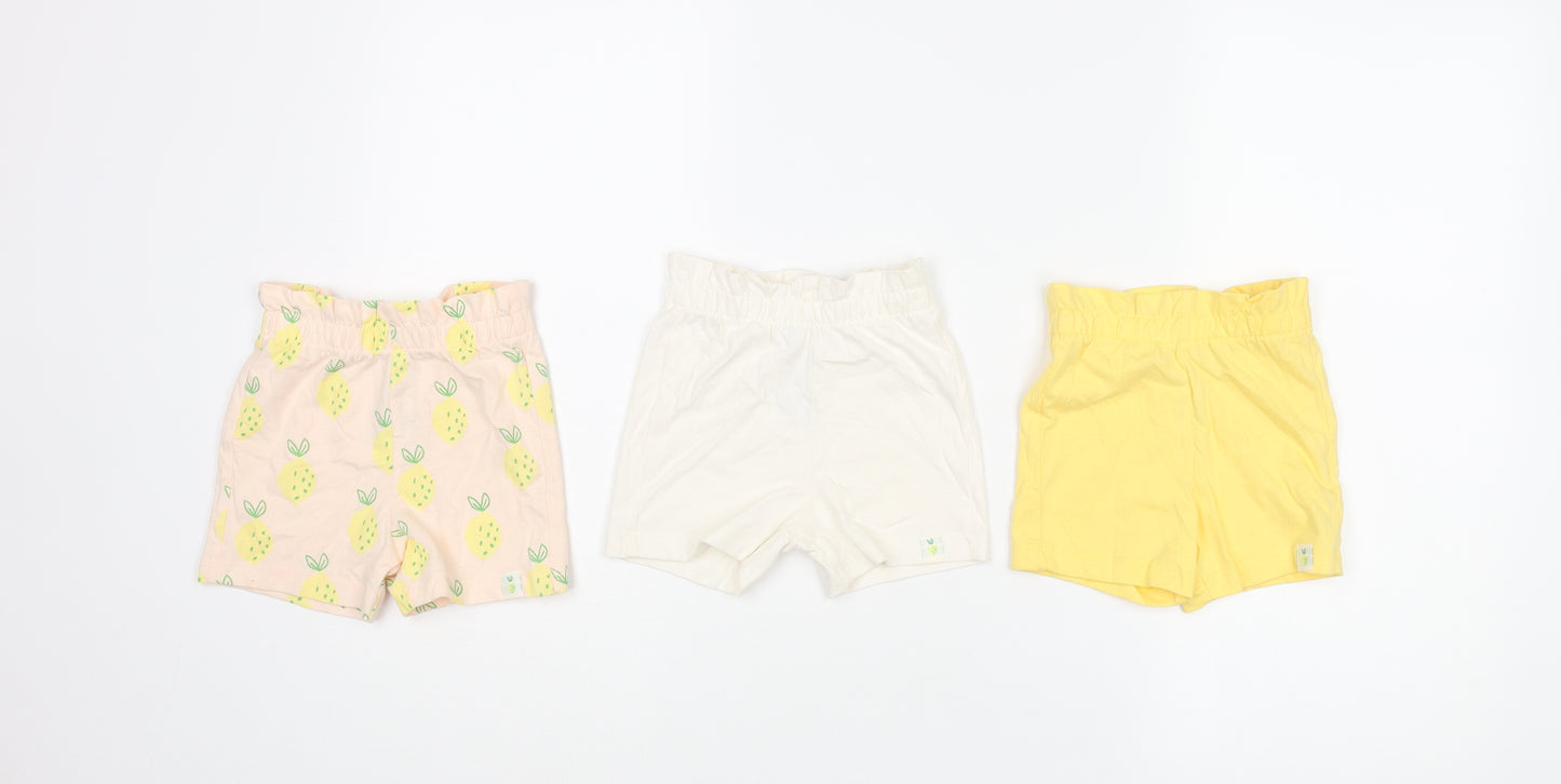 Marks and Spencer Girls Multicoloured Geometric Cotton Cropped Trousers Size 3-6 Months Pullover - Pineapple Print