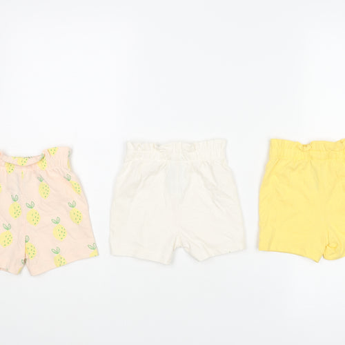Marks and Spencer Girls Multicoloured Geometric Cotton Cropped Trousers Size 3-6 Months Pullover - Pineapple Print