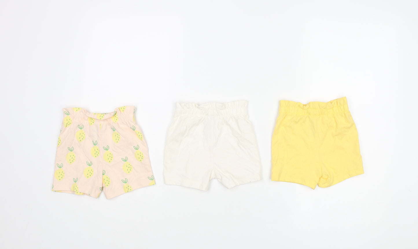 Marks and Spencer Girls Multicoloured Geometric Cotton Cropped Trousers Size 3-6 Months Pullover - Pineapple Print