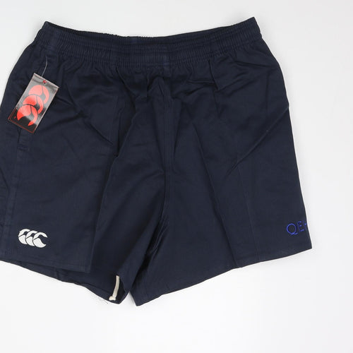 Canterbury Mens Black Cotton Athletic Shorts Size 40 in Regular Drawstring - Logo QEH