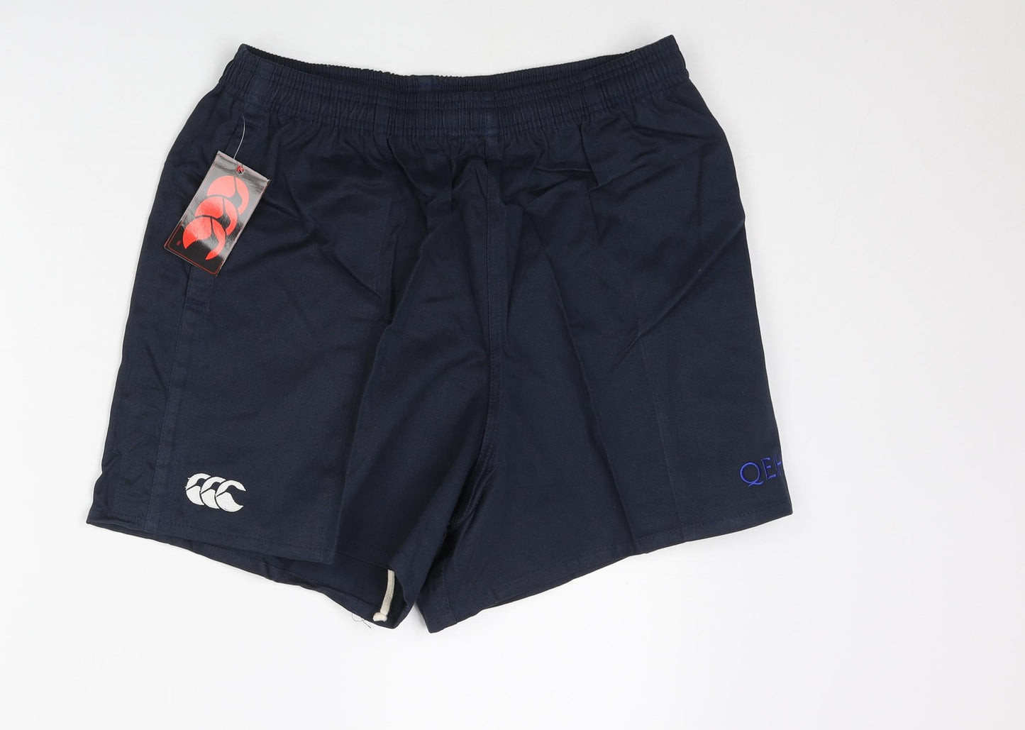 Canterbury Mens Black Cotton Athletic Shorts Size 40 in Regular Drawstring - Logo QEH