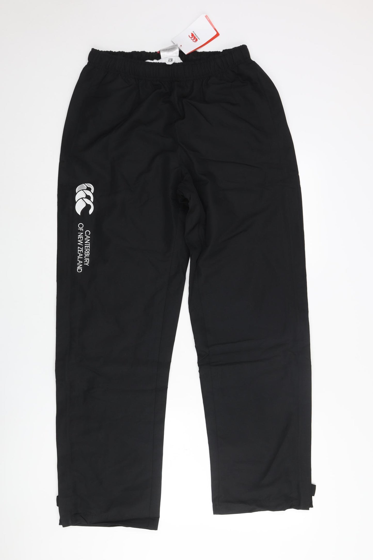 Canterbury Mens Black Polyester Track Pants Trousers Size M L31 in Regular Pullover - Canterbury of New Zealand Zip Side Seams