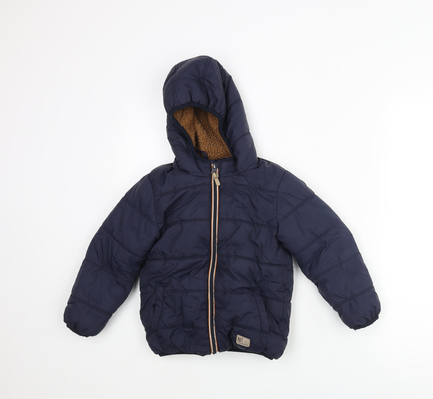 NEXT Boys Blue Puffer Jacket Coat Size 4-5 Years Snap - Fleece lined