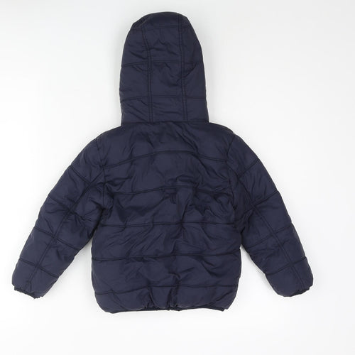 NEXT Boys Blue Puffer Jacket Coat Size 4-5 Years Snap - Fleece lined