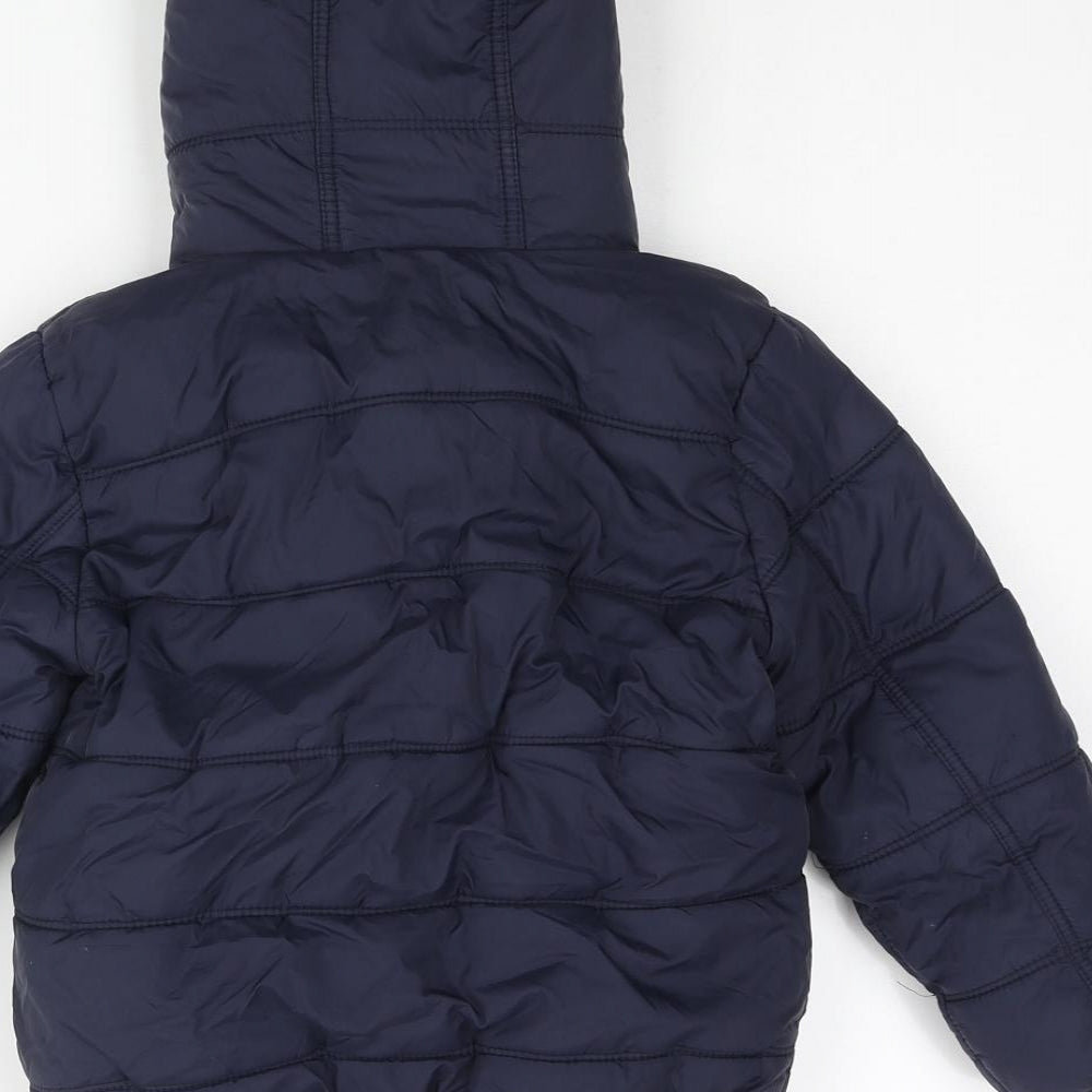 NEXT Boys Blue Puffer Jacket Coat Size 4-5 Years Snap - Fleece lined
