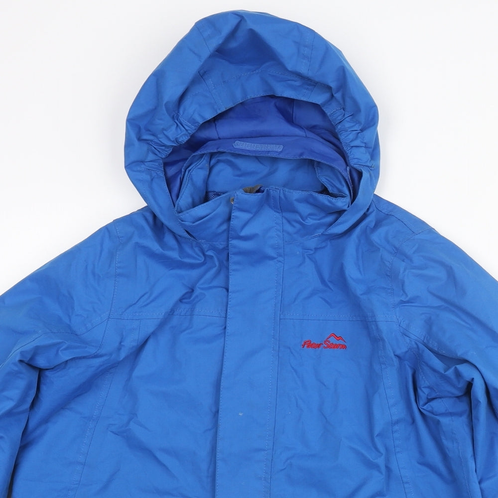 Peter Storm Boys Blue Rain Coat Coat Size 11-12 Years Zip