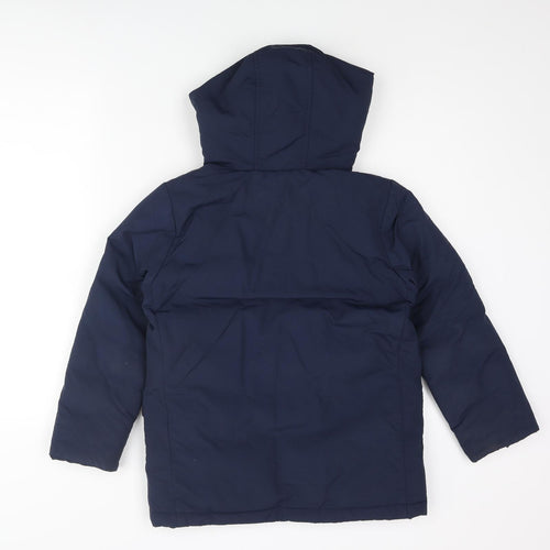 Uniqlo Boys Blue Parka Coat Size 7-8 Years Zip - Fleece Lined