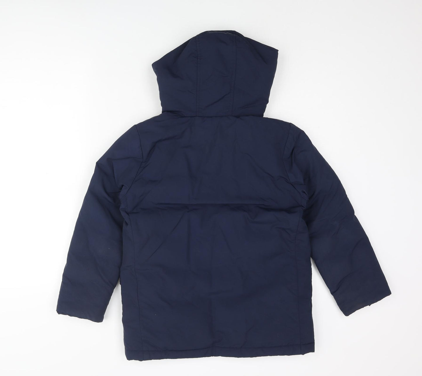Uniqlo Boys Blue Parka Coat Size 7-8 Years Zip - Fleece Lined