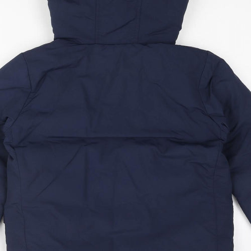 Uniqlo Boys Blue Parka Coat Size 7-8 Years Zip - Fleece Lined