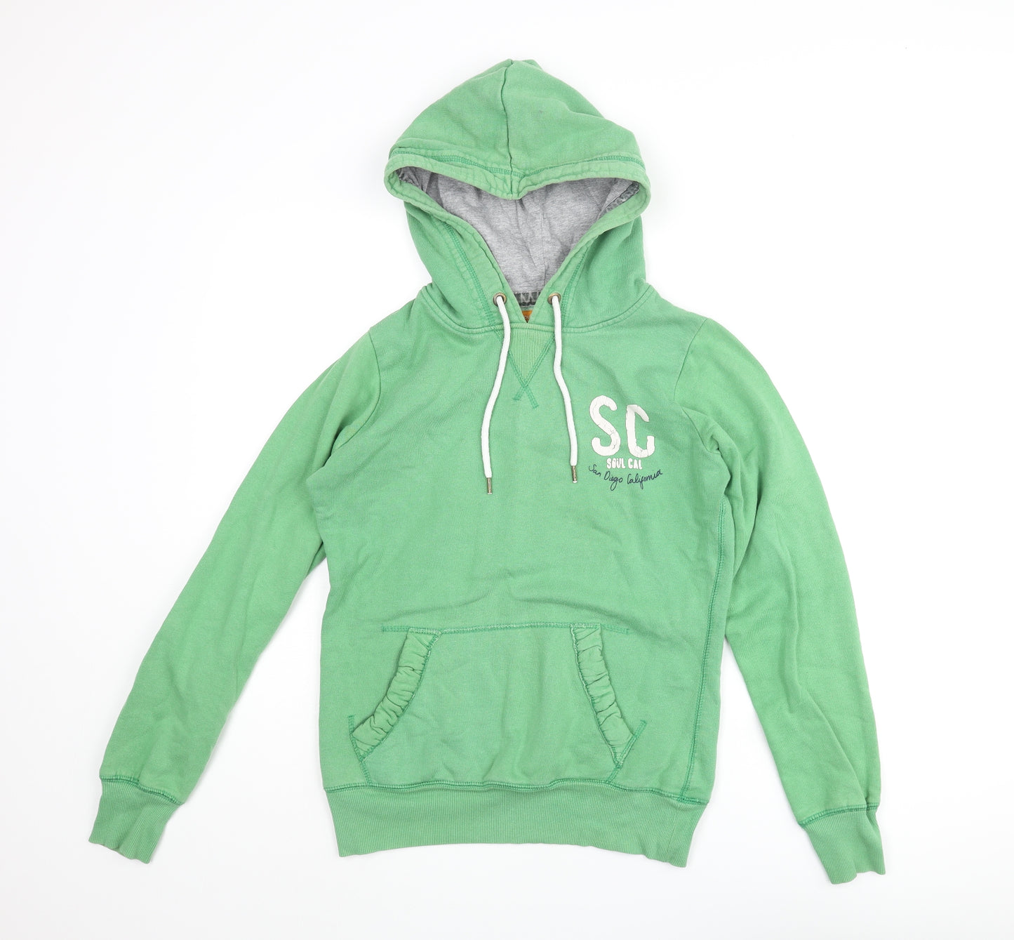 SoulCal&Co Womens Green Cotton Pullover Hoodie Size 10 Pullover - Logo