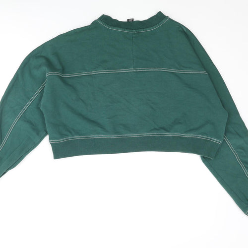 IVY PARK Womens Green Cotton Pullover Sweatshirt Size 2XS Pullover - Ivy Park Logo Stitch Detail Cropped