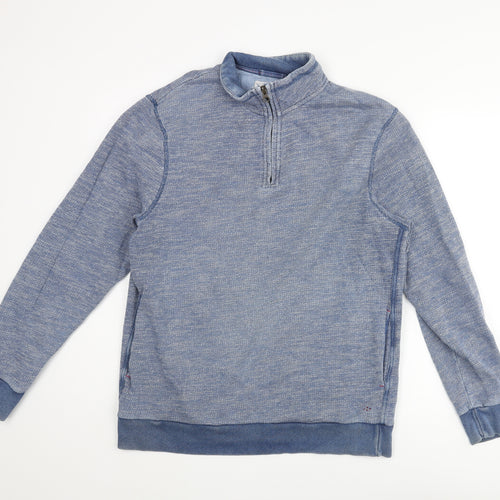 White Stuff Mens Blue Cotton Pullover Sweatshirt Size M - 1/4 Zip
