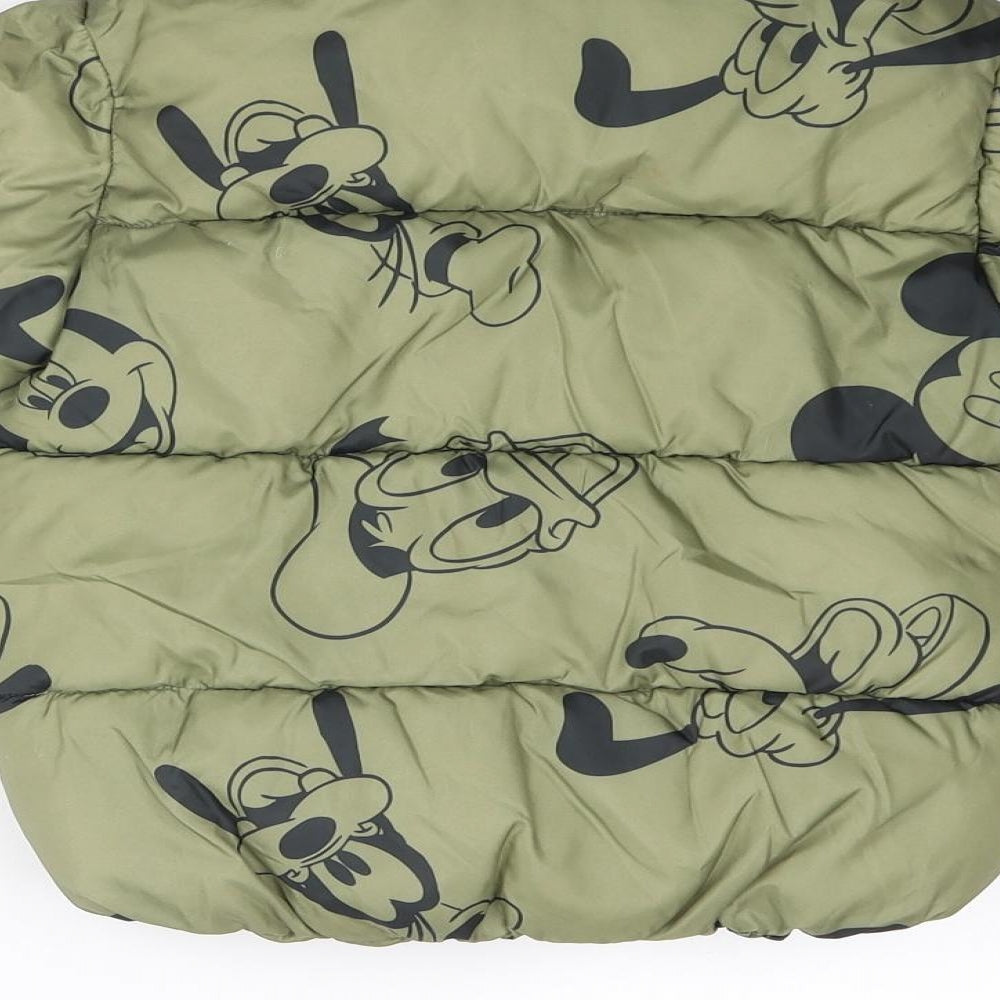 H&M Boys Green Geometric Puffer Jacket Coat Size 3-4 Years Zip - Disney Mickey Mouse & Friends