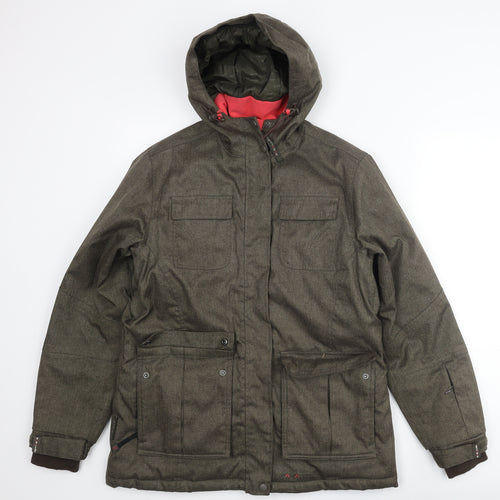 Parallel Womens Brown Herringbone Ski Jacket Coat Size 10 Zip