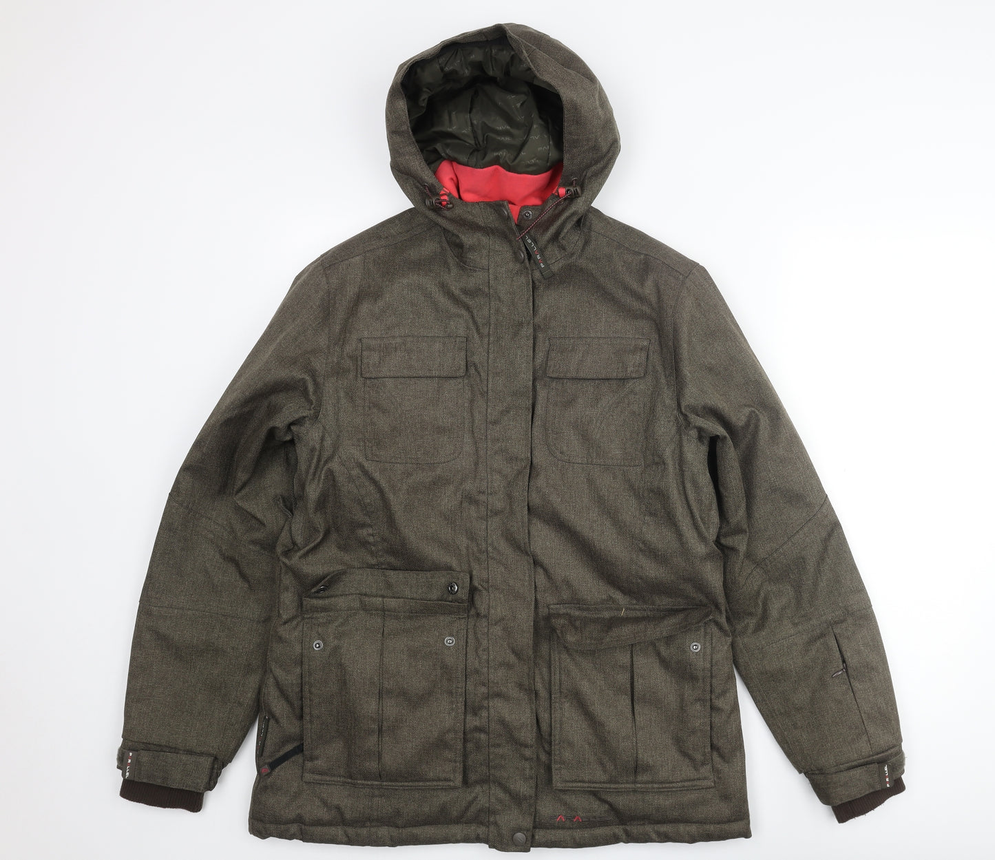 Parallel Womens Brown Herringbone Ski Jacket Coat Size 10 Zip