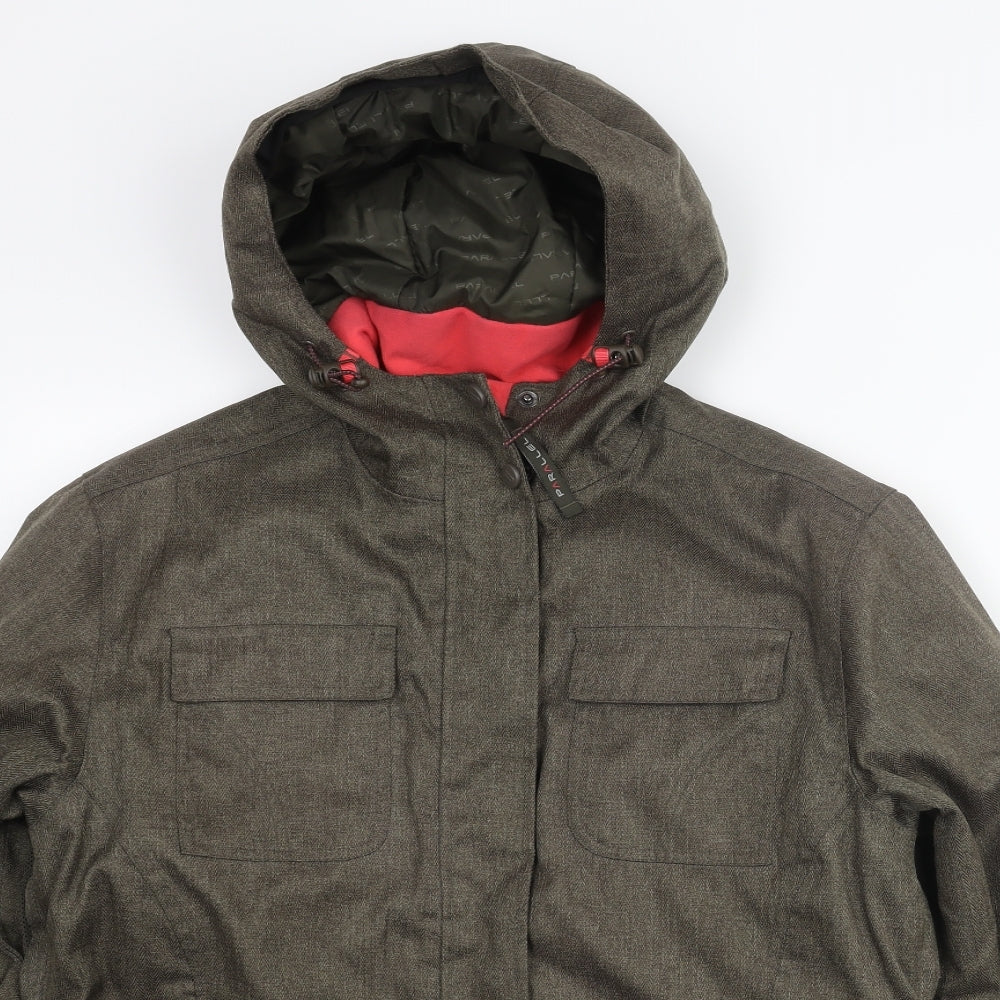 Parallel Womens Brown Herringbone Ski Jacket Coat Size 10 Zip