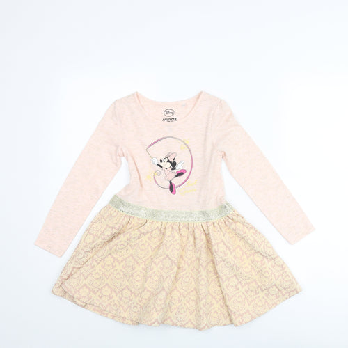Disney Girls Pink Polyester Fit & Flare Size 7 Years Round Neck Pullover - Mini Mouse