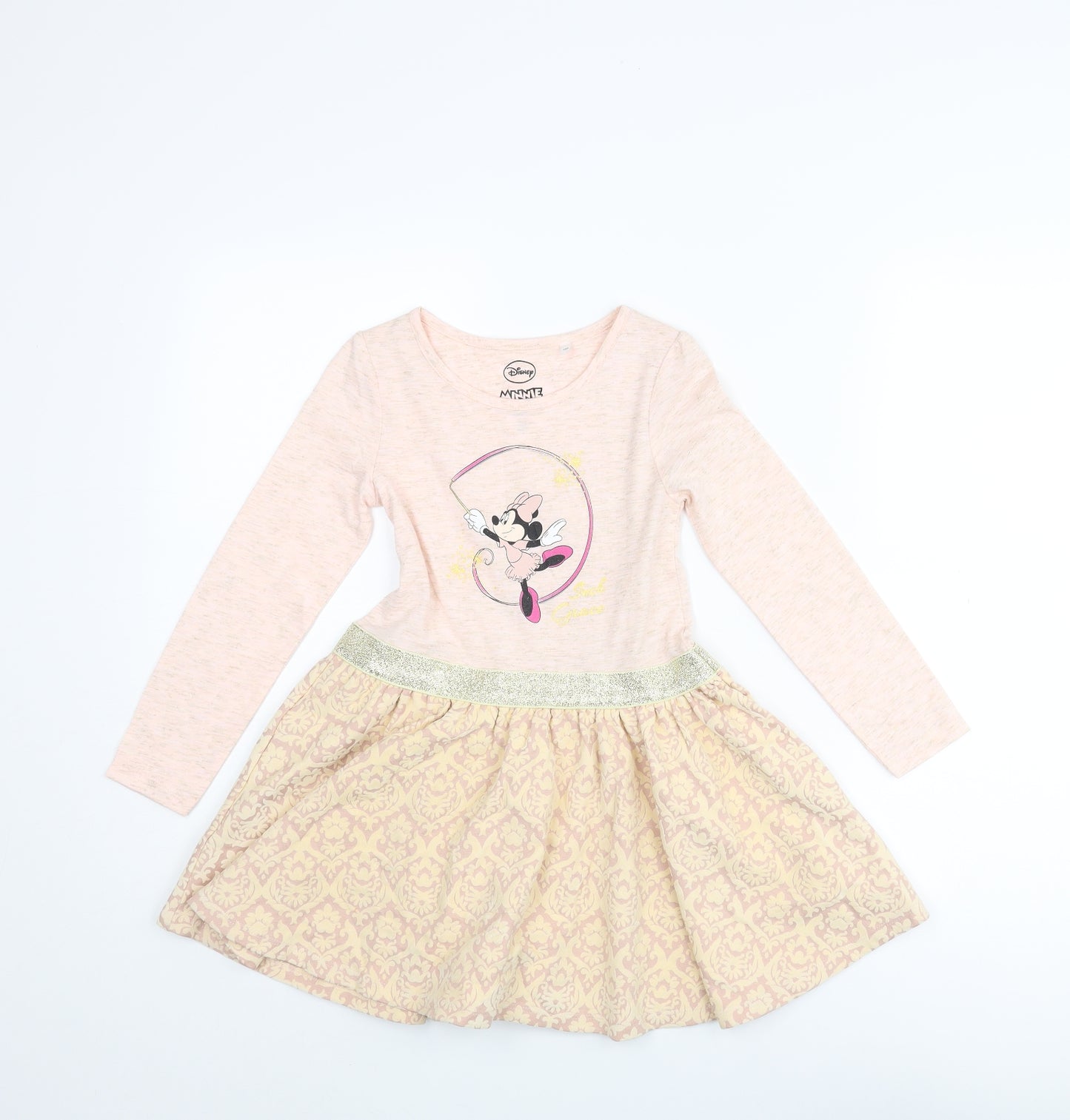 Disney Girls Pink Polyester Fit & Flare Size 7 Years Round Neck Pullover - Mini Mouse