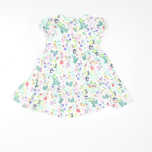 Marks and Spencer Girls Multicoloured Floral Cotton A-Line Size 4-5 Years Round Neck Button