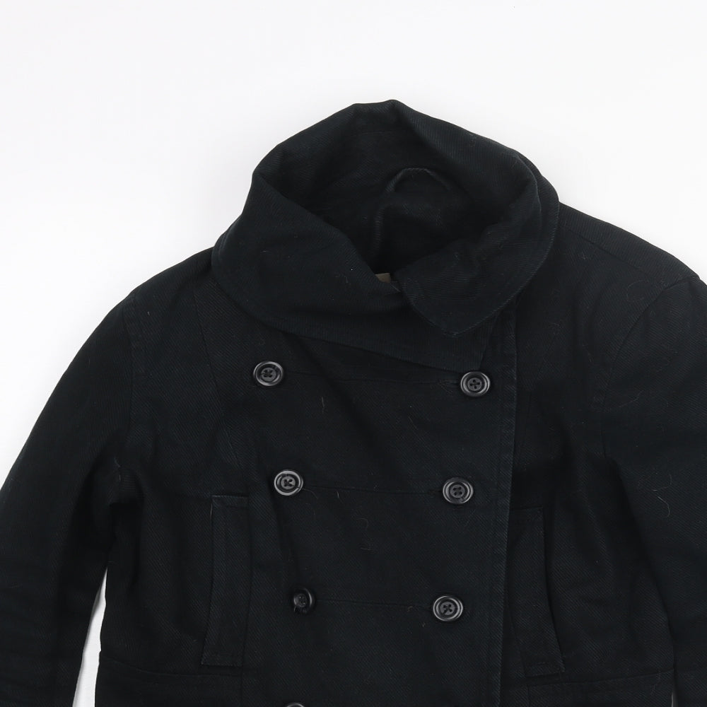 Topshop Womens Black Military Jacket Jacket Size 12 Button