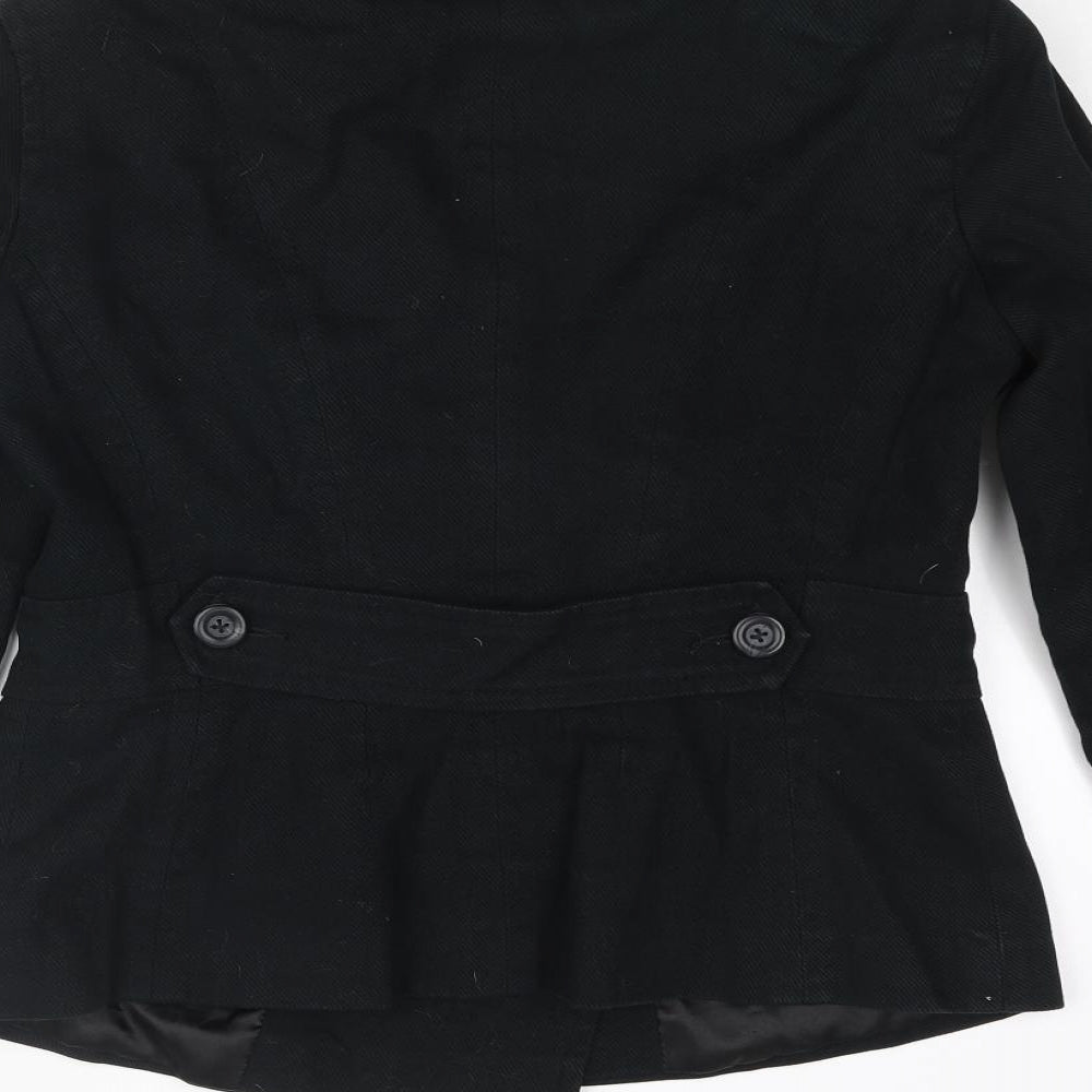 Topshop Womens Black Military Jacket Jacket Size 12 Button