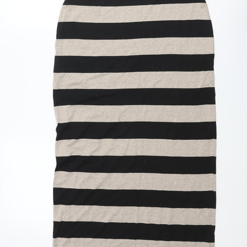 Label Be Womens Beige Striped Viscose Straight & Pencil Skirt Size 16