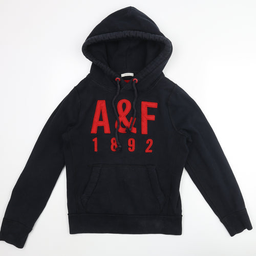 Abercrombie & Fitch Mens Blue Cotton Pullover Hoodie Size S - A&F 1892 Applique