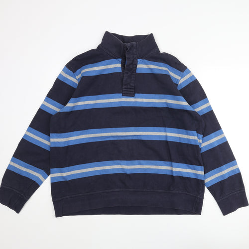 BHS Mens Blue Striped Cotton Henley Sweatshirt Size L
