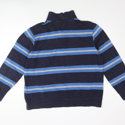 BHS Mens Blue Striped Cotton Henley Sweatshirt Size L
