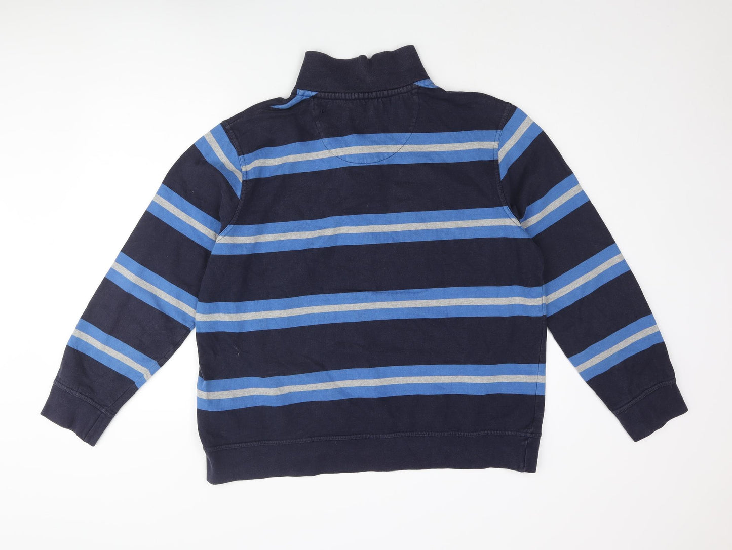 BHS Mens Blue Striped Cotton Henley Sweatshirt Size L