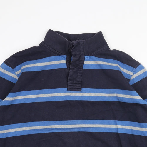 BHS Mens Blue Striped Cotton Henley Sweatshirt Size L