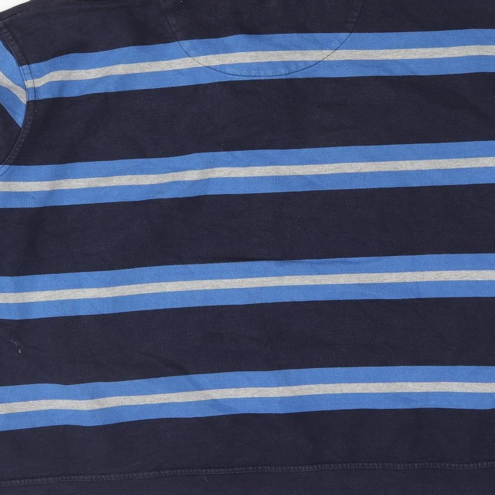 BHS Mens Blue Striped Cotton Henley Sweatshirt Size L
