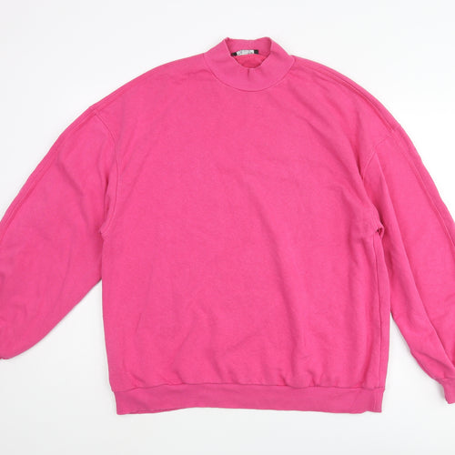 Bershka Womens Pink Cotton Pullover Sweatshirt Size M Pullover - Mock Neck