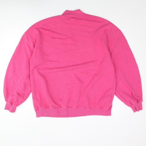 Bershka Womens Pink Cotton Pullover Sweatshirt Size M Pullover - Mock Neck