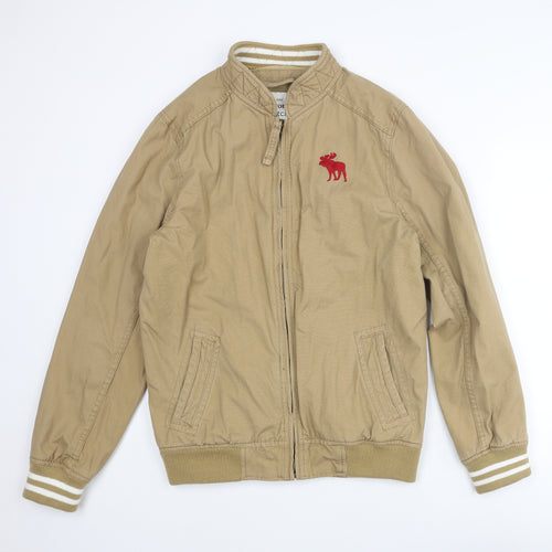 Abercrombie & Fitch Mens Brown Bomber Jacket Jacket Size XL Zip - Embroidered Moose