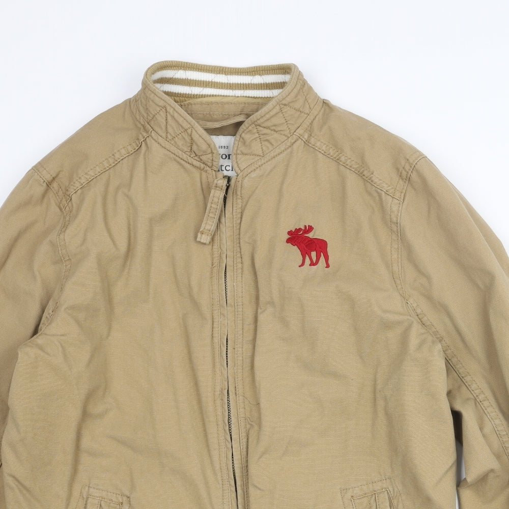 Abercrombie & Fitch Mens Brown Bomber Jacket Jacket Size XL Zip - Embroidered Moose