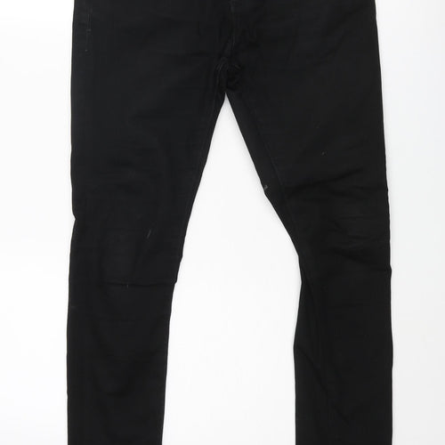 River Island Mens Black Cotton Skinny Jeans Size 28 in L32 in Regular Zip - Spray On